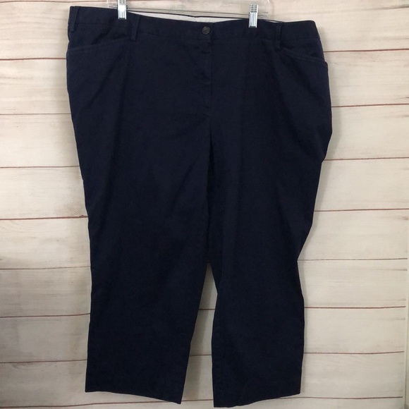 Lands’ End Navy Blue Mid Rise Straight Leg Pants Size 22W - Picture 1 of 3